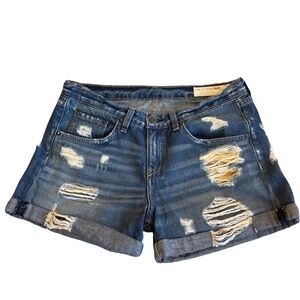 rag & bone Blue Distressed Cotton Jean Shorts Size 26